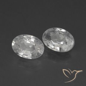 2.07 ctw White Zircon Stones, Natural Zircon in Oval Facet Shape for Sale