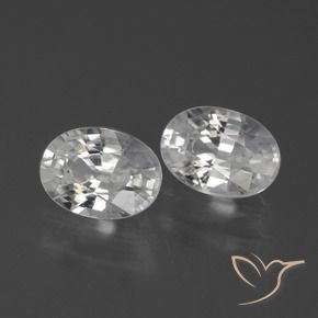 2.46 ctw White Zircon Stones, Natural Zircon in Oval Facet Shape for Sale