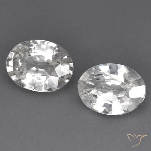 1.96 ctw White Zircon Stones, Natural Zircon in Oval Facet Shape for Sale