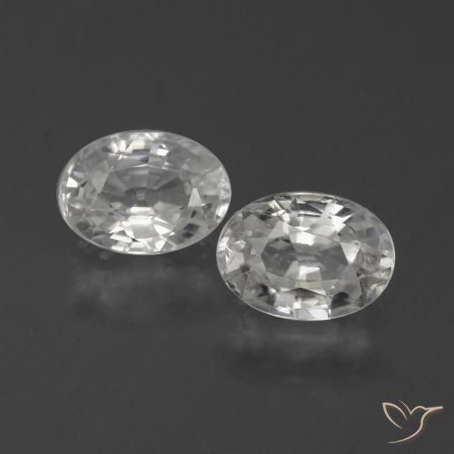 2.42 ct White Zircon, 7 x 5 mm Oval Cut From Cambodia, Photo A