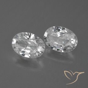 2.32 ctw White Zircon Stones, Natural Zircon in Oval Facet Shape for Sale