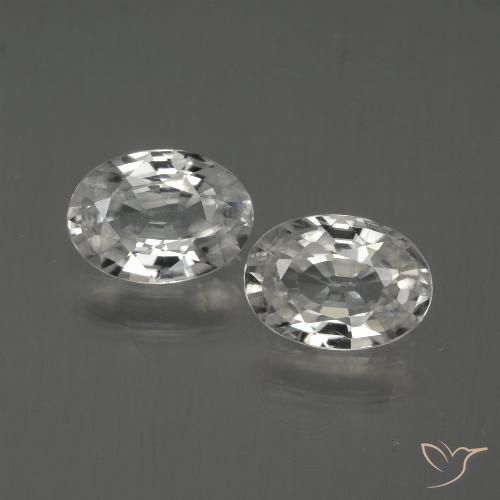 2.1 ct White Zircon, 6.9 x 5 mm Oval Cut From Cambodia, Photo A