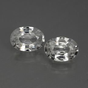 2.28 ctw White Zircon Gemstones, Zircon Gems in Oval Facet Shape for Sale.