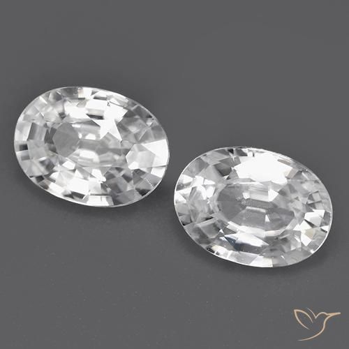 2.30 ctw White Zircon Stones, Natural Zircon in Oval Facet Shape for Sale