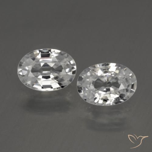 2.46 ct White Zircon, 7.1 x 5.1 mm Oval Cut From Cambodia, Photo A