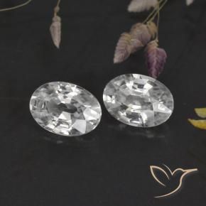 2.42 ctw White Zircon Stones, Natural Zircon in Oval Facet Shape for Sale