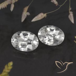 2.33 ctw White Zircon Stones, Natural Zircon in Oval Facet Shape for Sale