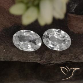 2.08 ctw White Zircon Stones, Natural Zircon in Oval Facet Shape for Sale