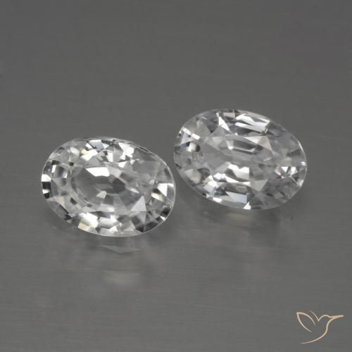 2.42 ctw White Zircon Stones, Natural Zircon in Oval Facet Shape for Sale