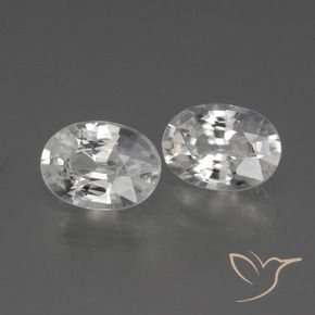 2.32 ctw White Zircon Stones, Natural Zircon in Oval Facet Shape for Sale