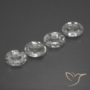 4.17 ctw White Zircon Stones, Natural Zircon in Oval Facet Shape for Sale