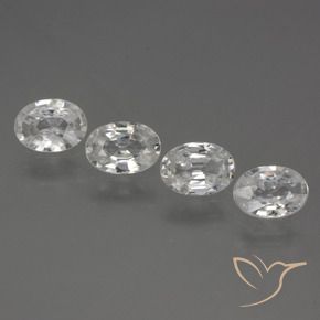3.98 ctw White Zircon Stones, Natural Zircon in Oval Facet Shape for Sale