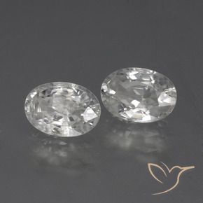 2.29 ctw White Zircon Stones, Natural Zircon in Oval Facet Shape for Sale
