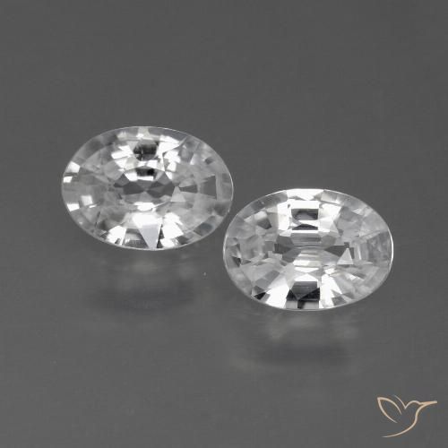 2.11 ct White Zircon, 6.9 x 5 mm Oval Cut From Cambodia, Photo A