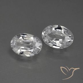 2.34 ctw White Zircon Stones, Natural Zircon in Oval Facet Shape for Sale