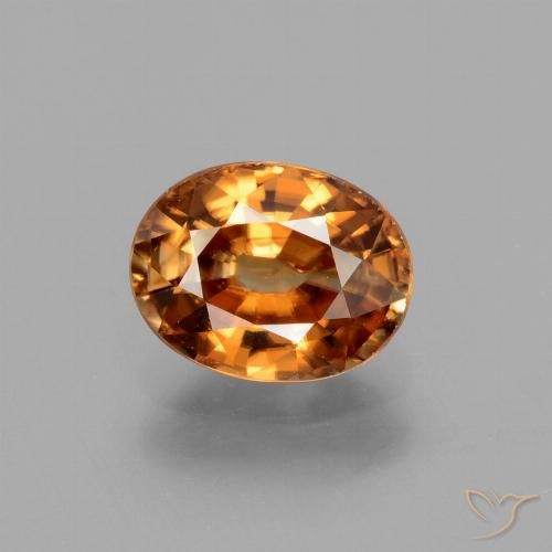 2.14ct Natural Medium-Dark Orange Zircon, Oval, VVS-VS
