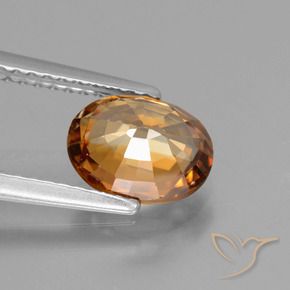Zircon Gemstone in 8.2 x 6.3 mm Size for Sale, Zircon Stone in Medium-Dark Orange Color