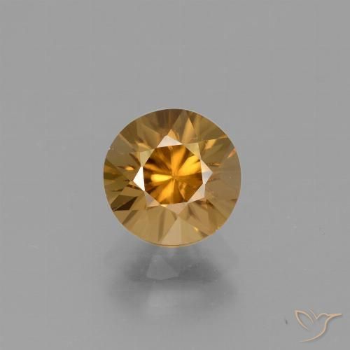 2.10 ct Golden Zircon Gemstone, Zircon Gem in Diamond-Cut Shape for Sale.