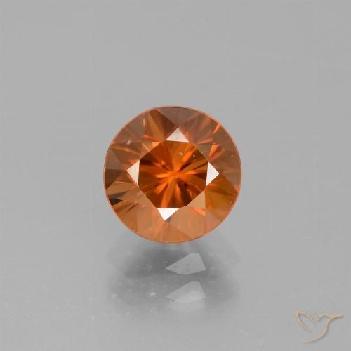 2.14ct Natural Medium Orange Zircon, Round, VVS