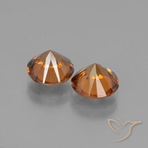 Zircon Gemstones in 7 mm (calibrated) Size for Sale, Zircon Stones in Medium Orange Color