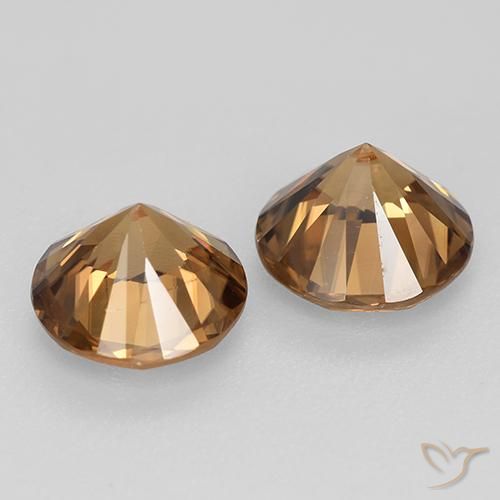 Zircon Gemstones in 7 mm (calibrated) Size for Sale, Zircon Stones in Medium Orange Color