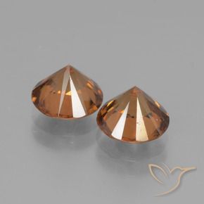 Zircon Gemstones in 7 mm (calibrated) Size for Sale, Zircon Stones in Yellowish Orange Color