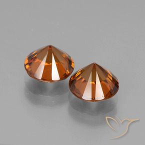 Zircon Gemstones in 7 mm (calibrated) Size for Sale, Zircon Stones in Deep Orange Color