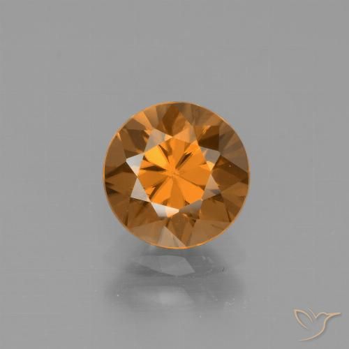 1.76ct Natural Medium Orange Zircon, Round, VVS-VS