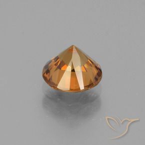 Zircon Gemstone in 7 mm (calibrated) Size for Sale, Zircon Stone in Medium Orange Color