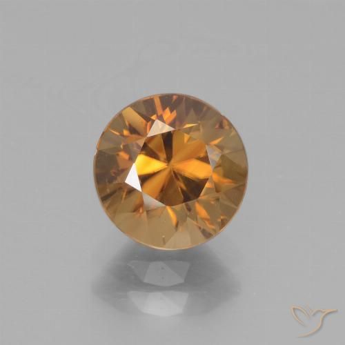 2.40ct Natural Medium Orange Zircon, Round, VVS