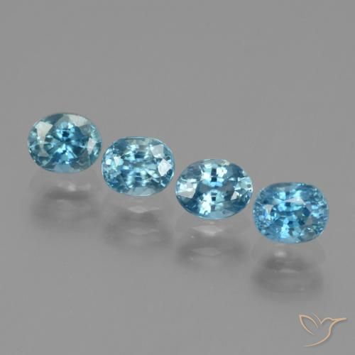 2.39 ct Swiss Blue Zircon, 4.9 x 4 mm Oval Cut From Cambodia, Photo A