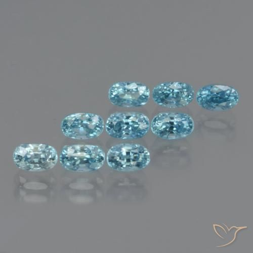 4.97 ct Blue Zircon, 5 x 3.2 mm Oval Cut From Cambodia, Photo A