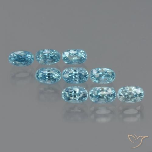 4.97 ctw Blue Zircon Stones, Natural Zircon in Oval Facet Shape for Sale