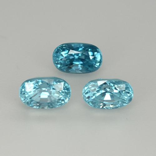1.80 ctw Blue Zircon Stones, Natural Zircon in Oval Facet Shape for Sale
