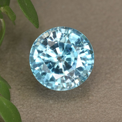 3.94 ct Blue Zircon, 8.5 mm Round Cut From Cambodia, Photo A
