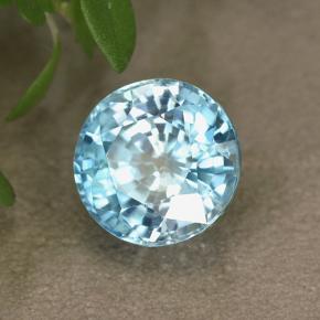 3.94 ct Blue Zircon Stone, Natural Zircon in Round Facet Shape for Sale