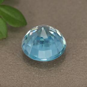 Zircon Gemstone in 8.5 mm (calibrated) Size for Sale, Zircon Stone in Deep Maya Blue Color