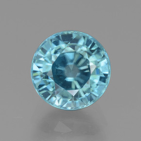 濃いアクアブルー ジルコン 宝石 - 3.4ct ラウンドファセット (ID: 445049)