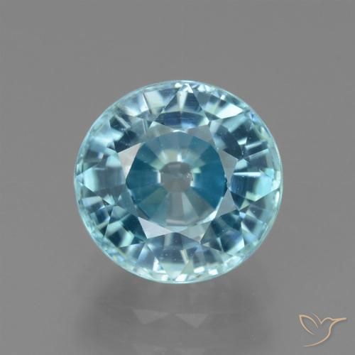 3.29 ct Blue Zircon, 8.1 mm Round Cut From Cambodia, Photo A