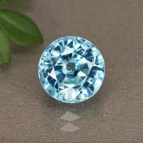 Deep Maya Blue Zircon Gem - 3.2ct Round Facet (ID: 447486)