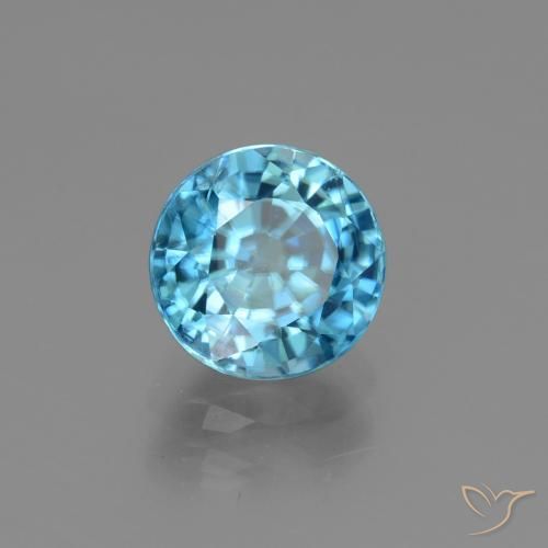 3.16 ct Blue Zircon Stone, Natural Zircon in Round Facet Shape for Sale
