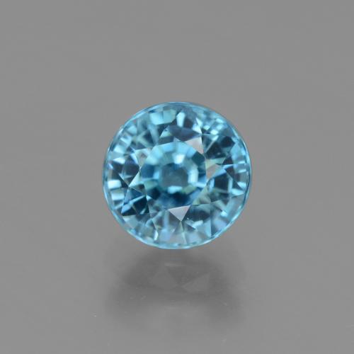 Circón Azul Faceta Redonda de 2.69 ct de Camboya, dimensión 7,5mm, piedra preciosa natural Caliente, claridad VS, Circón de 1 pieza en color Azul azur intenso, dureza Mohs de 6.5 - 7.5 Adecuado para joyas de uso diario, Exhibe fuego excepcional, Photo A