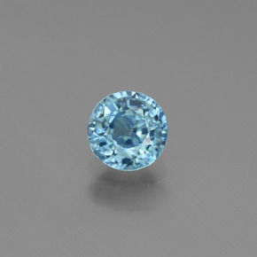 1.09 ct Blue Zircon Gemstone, Zircon Gem in Round Facet Shape for Sale.