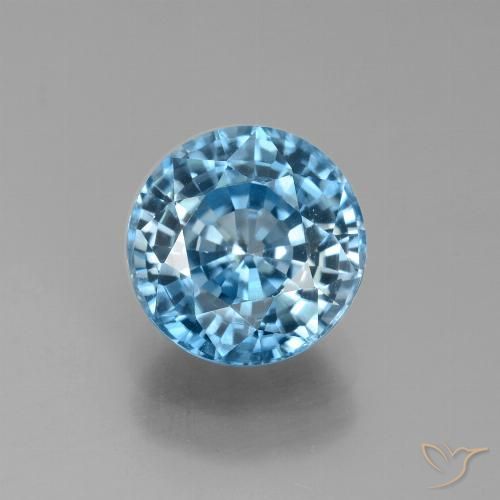 出售3,32 克拉圆形蓝色锆石, 7,5 mm 毫米| GemSelect