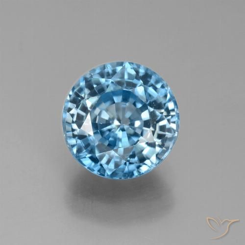 5.62ct Natural Cyan Blue Zircon, Round, VVS