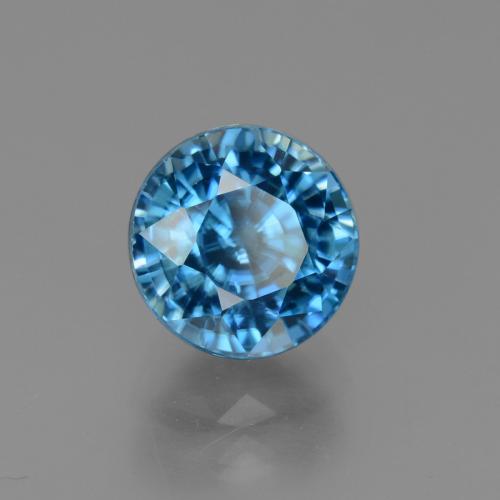 4.14 ct Blue Zircon Stone, Natural Zircon in Round Facet Shape for Sale