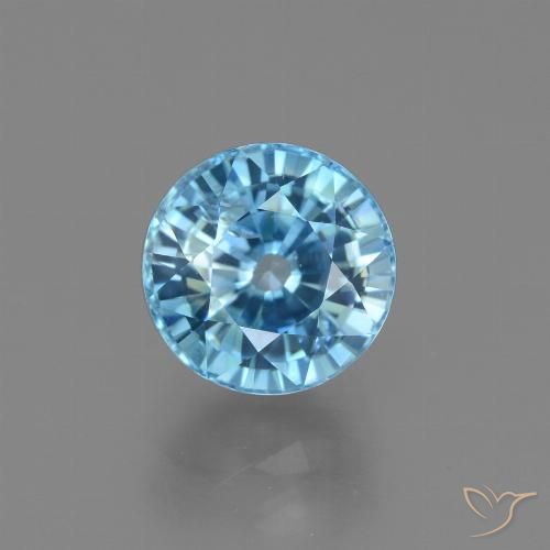 4.02 ct Blue Zircon, 8.2 mm Round Cut From Cambodia, Photo A