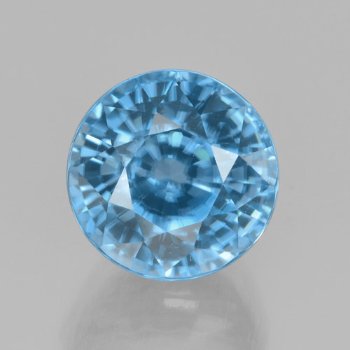 Zircon Bleu round facet du Cambodge, 8,6mm, poids de 5,02 ct, pierre gemme naturelle Chauffé de pureté vvs, 1 pièce Zircon, couleur Bleu azur intense, dureté Mohs de 6.5 à 7.5 convient aux bijoux de tous les jours, pierre de sagesse, Expose une grande brillance, Photo A