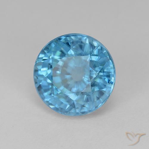 5.62ct Natural Cyan Blue Zircon, Round, VVS