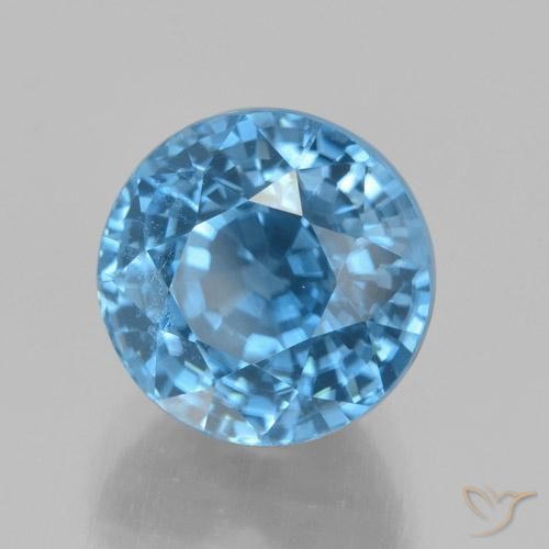 5.72 ct Blue Zircon Stone, Natural Zircon in Round Facet Shape for Sale